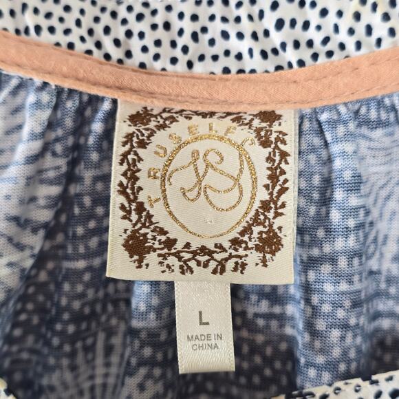 Women's Tru Self Henley Multicolor Boho Top Blouse Size Large - Picture 3 of 6